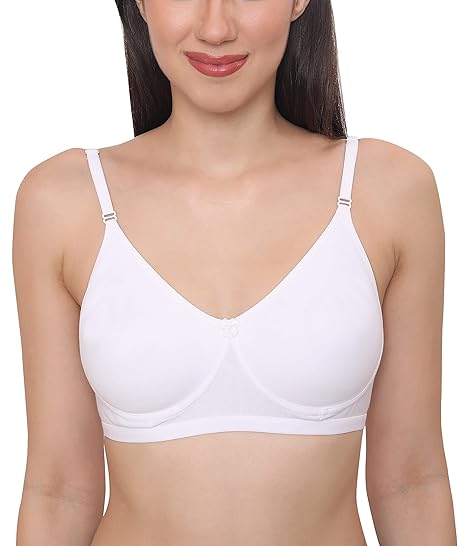 GLAMORAS Women’s Soft Poly Cotton Wirefree Everyday Bra – Non-Padded T-Shirt Bra with Adjustable Straps
